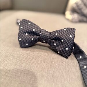 Stafford Navy and White Polka Dot Bow Tie